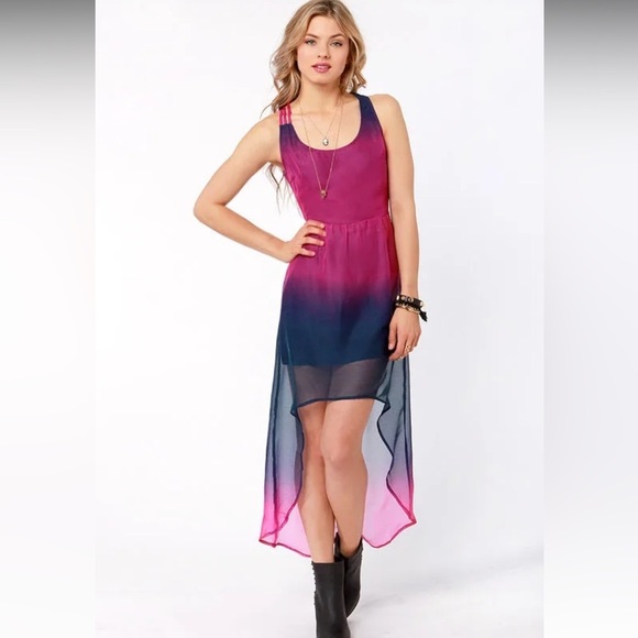 VOLCOM Sidewalk Flight Dress high low chiffon - Picture 1 of 11